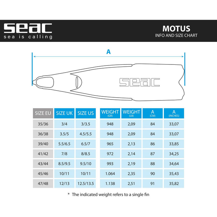 Fin Voet Pocket Motus W22 Zwart 47-48 Seac 73-16N-47-48