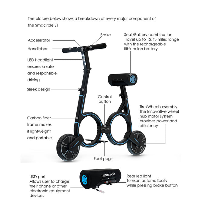 Draagbare elektrische fiets S1 Groene Tailored Versie Smacircle